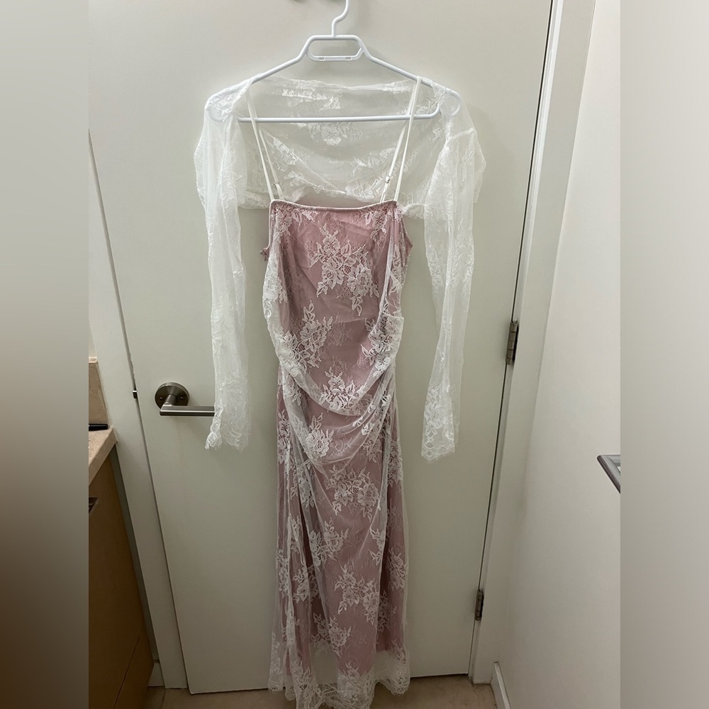 SALE | Lace ruched maxi dress NWT - Picture 4 of 4